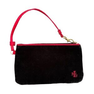 Ralph Lauren Black and Red Velvet Cosmetic Bag